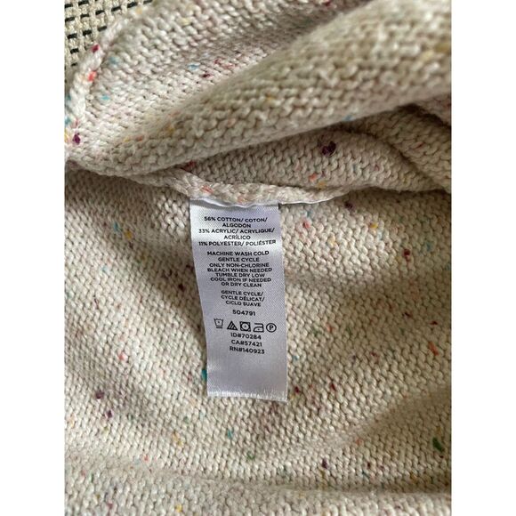 LOFT Petites Womens Sweater Small Beige Speckled Knit Pullover Long Sleeve Cozy - Picture 4 of 4